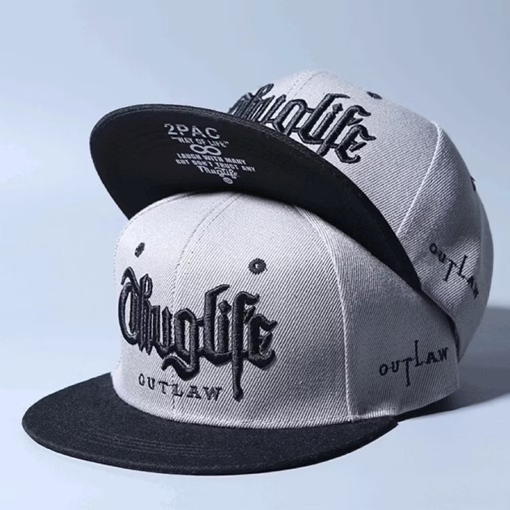 Mũ hiphop thuglife in kết dưới - Nón snapback phối kết nhiều màu thêu thuglife kèm khoá nhựa bấm thời trang