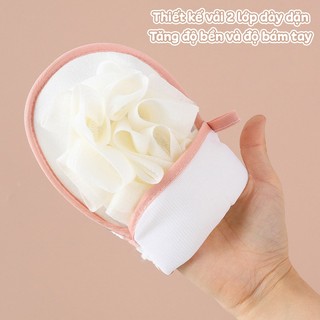 Găng Tay Tắm Tẩy Tế Bào Chết Siêu Tạo Bọt 2 Mặt Kì Cọ Ghét Chà Lưng Massage Toàn Thân  Tiện Lợi, Bông Tắm Siêu Mềm Êm Da