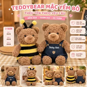 Gấu Bông Teddy Bear Mặc Yếm Thêu Tên, Teddy Cosplay Ong Dễ Thương – Thú Nhồi Bông Hợp Làm Quà Tặng
