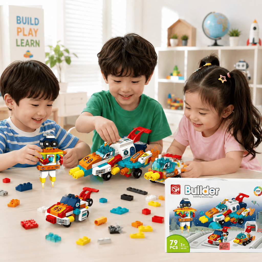 Đồ Chơi Lắp Ráp Tàu Vũ Trụ 79 Chi Tiết 3in1 STEM Cho Bé, Robot Không Gian, Quà Tặng Trẻ Em