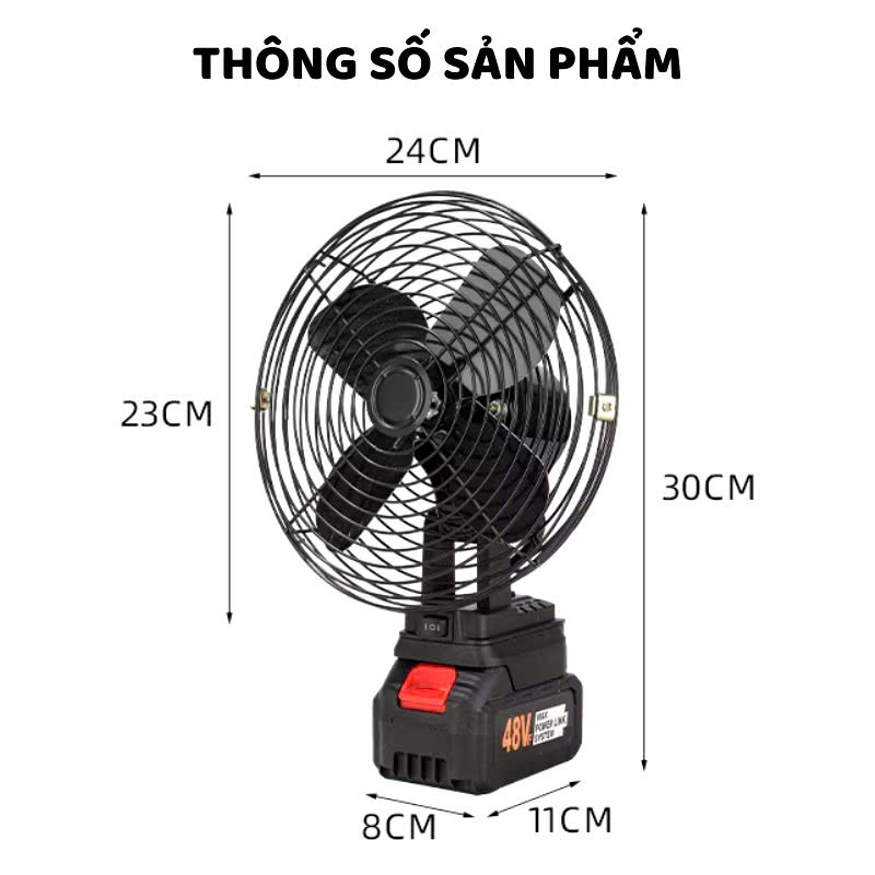 Quạt Tích Điện Chân Pin Makita 20 Cell, Quạt Để Bàn Lồng Sắt 8 Inch, 2 Cấp Độ Gió, Dùng Liên Tục 8-10 Giờ, Kèm Pin Và Sạ