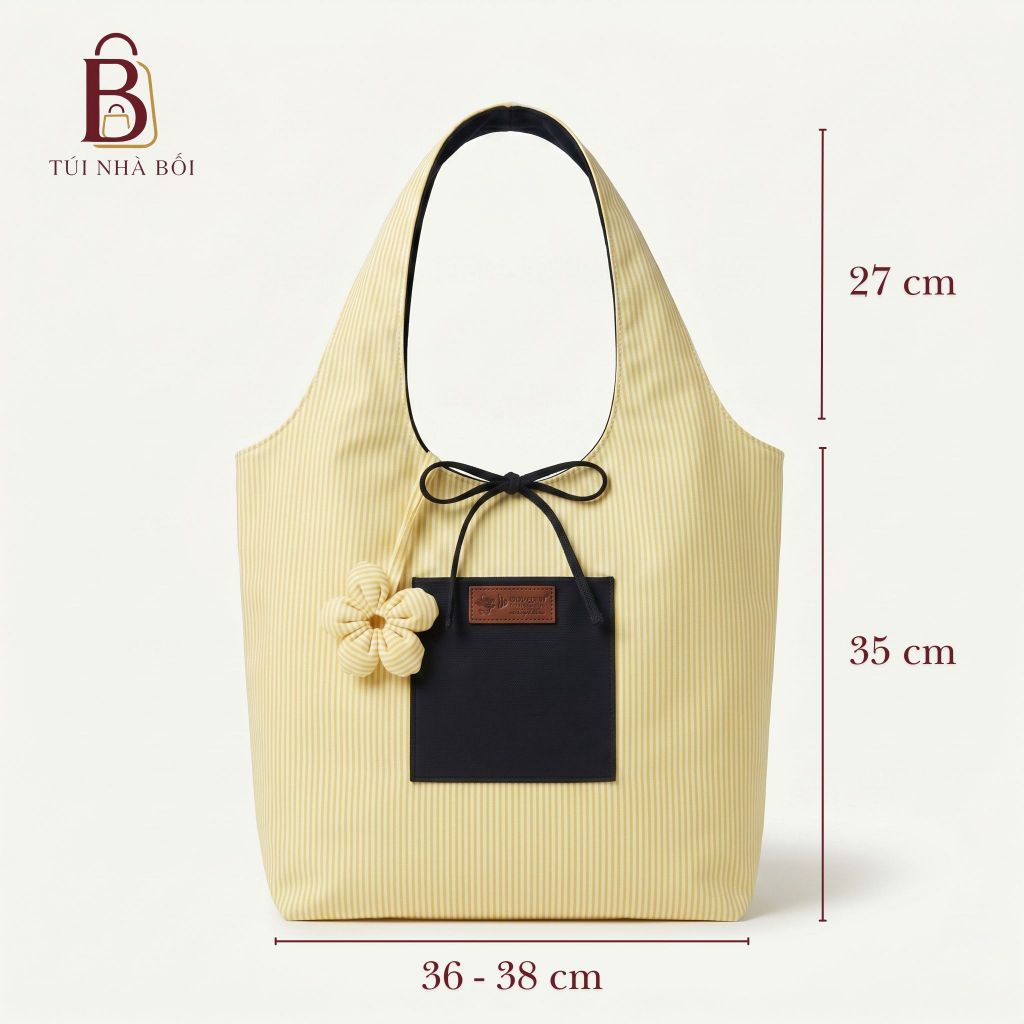 Túi Tote Nữ Canvas Caro 2 Mặt Có Charm Hoa, Đeo Vai Đi Học,Đi Chơi Thời Trang, Túi Nhà Bối T-10. | BigBuy360 - bigbuy360.vn