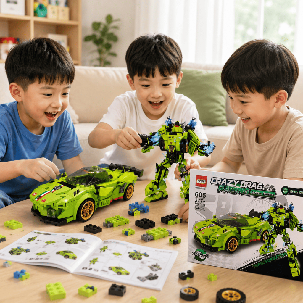 Đồ Chơi Lắp Ráp Xe Đua Biến Hình Robot 2 Trong 1 Mô Hình Lắp Ghép Xe Robot Cao Cấp Cho Bé