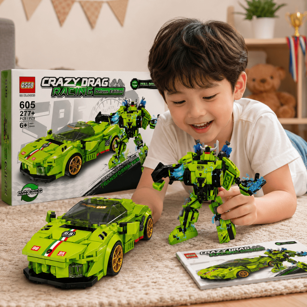 Đồ Chơi Lắp Ráp Xe Đua Biến Hình Robot 2 Trong 1 Mô Hình Lắp Ghép Xe Robot Cao Cấp Cho Bé