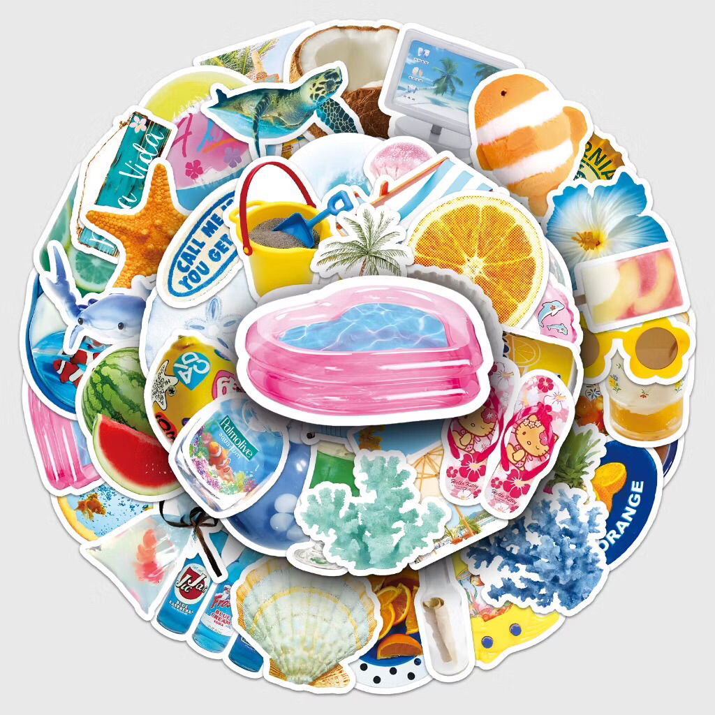 set sticker chủ đề về du lịch, biển, các sinh vật biển