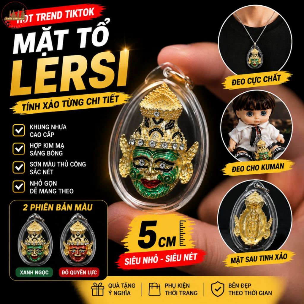 Mặt Dây Chuyền Phụ Kiện Mặt Treo Trang Trí Lersi Thailand Chất Liệu Cao Cấp Size 5cm