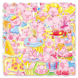sticker bé capypara màu hồng xinh xắn