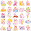 Set Sticker Capybara Màu Hồng Chống Nước Dán Laptop Vali Mũ Bảo Hiểm Sổ Tay