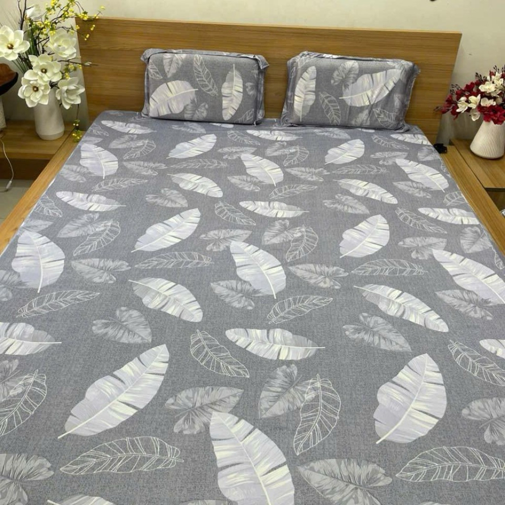(KHÔNG CÓ ÔM) bộ ga thun lạnh 3 món gồm 1 ga và 2 vỏ gối đầu