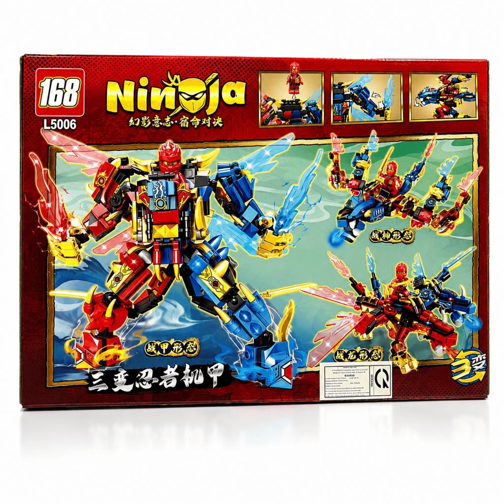 Robot Ninja Biến Hình 3in1 168 Mảnh Ghép Đồ Chơi Lắp Ráp Trí Tuệ STEM Quà Tặng Cho Bé