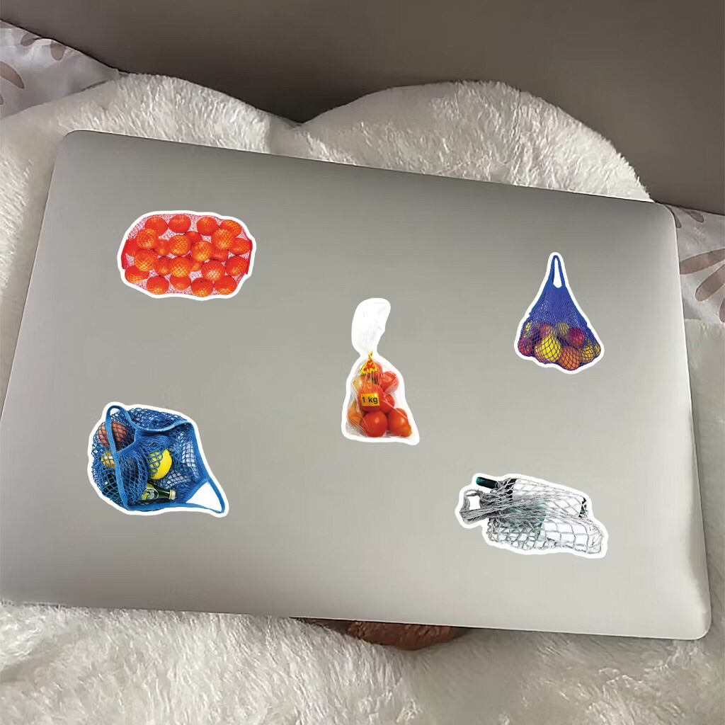 sticker các túi hàng hoá rau củ quả đi chợ