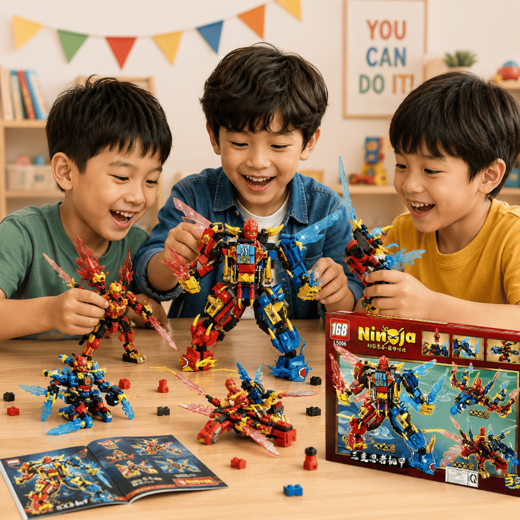 Robot Ninja Biến Hình 3in1 168 Mảnh Ghép Đồ Chơi Lắp Ráp Trí Tuệ STEM Quà Tặng Cho Bé