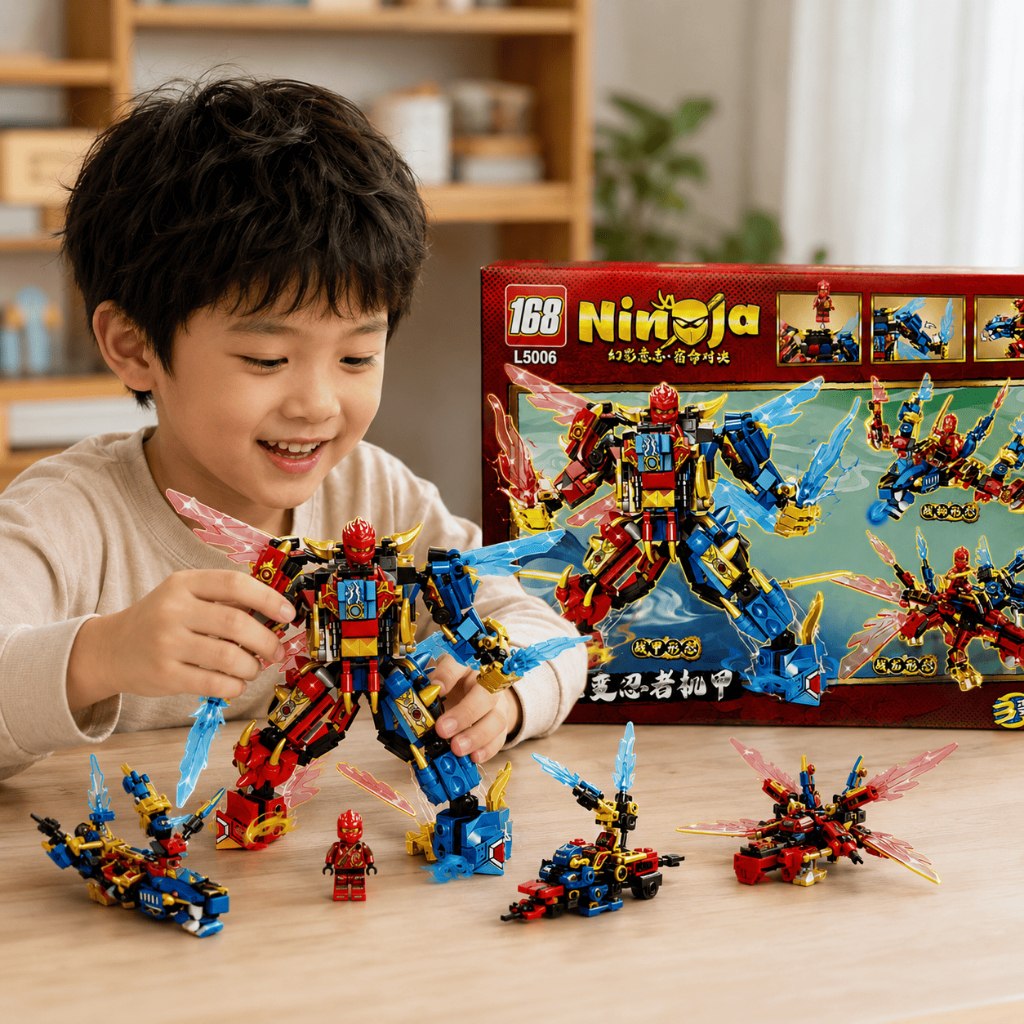 Robot Ninja Biến Hình 3in1 168 Mảnh Ghép Đồ Chơi Lắp Ráp Trí Tuệ STEM Quà Tặng Cho Bé