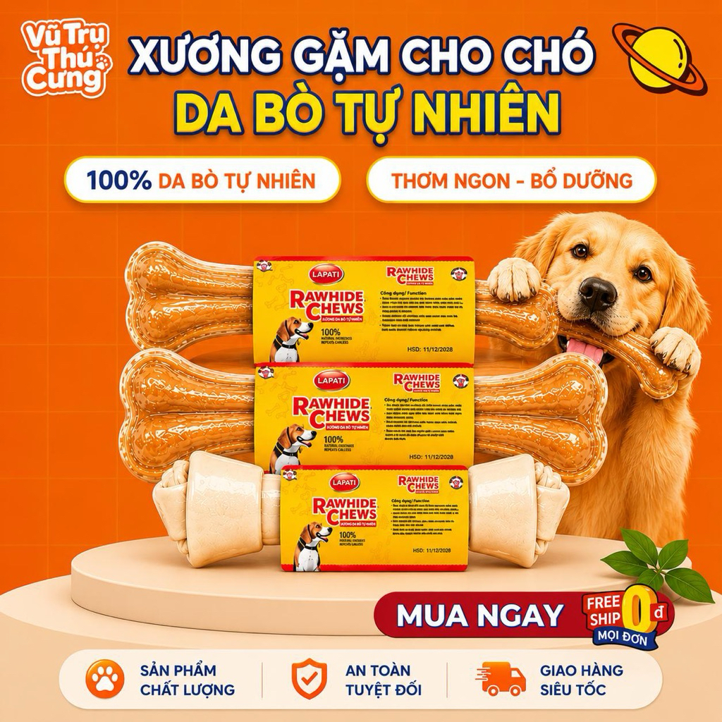 Snack Xương da bò cho Chó gặm Bổ Sung Dinh Dưỡng LAPATI