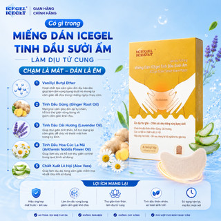 Miếng Dán ICEgel Tinh Dầu Thiên Nhiên Sưởi Ấm - Làm Dịu Tử Cung Nhanh, Giảm Đau Bụng Kinh - Hộp 4 Miếng