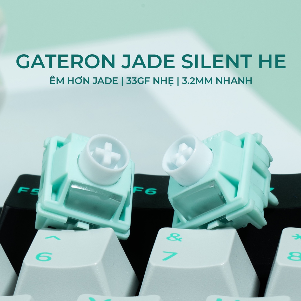 Switch Gateron Jade Silent HE | Linear Silent | 33gf | 3.2mm | Pre-lubed | Dual-ring giảm âm | BigBuy360 - bigbuy360.vn
