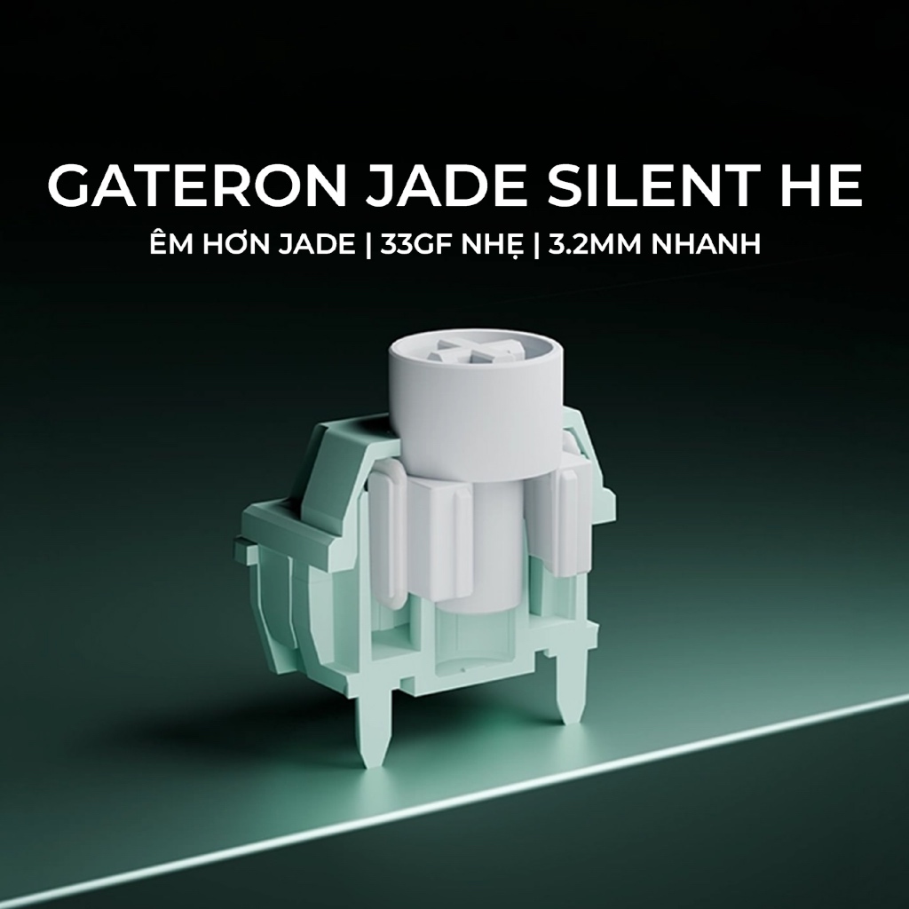Switch Gateron Jade Silent HE | Linear Silent | 33gf | 3.2mm | Pre-lubed | Dual-ring giảm âm | BigBuy360 - bigbuy360.vn