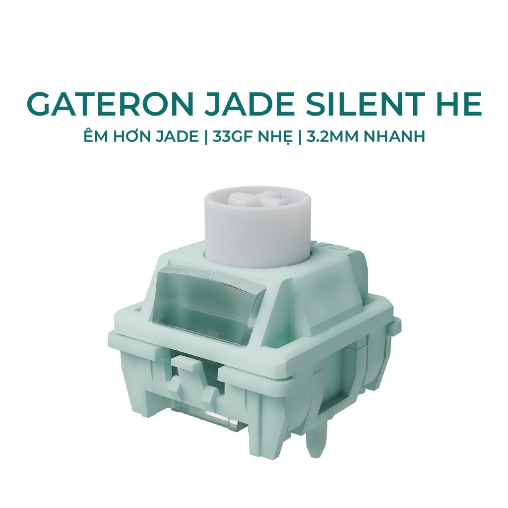 Switch Gateron Jade Silent HE | Linear Silent | 33gf | 3.2mm | Pre-lubed | Dual-ring giảm âm | BigBuy360 - bigbuy360.vn