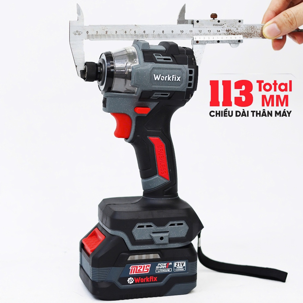 Máy chuyên vít búa WORKFIX WF-CV250MAX, Lực siết 250Nm, 4 cấp độ - 4 chức năng thông minh - Gọn nhẹ