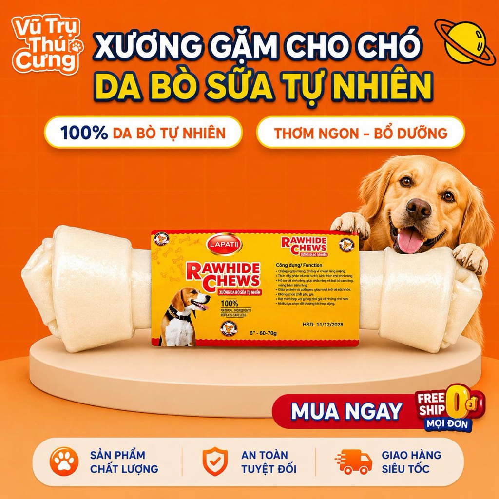 Thanh Da Bò Sữa 1 Cục Cho Chó Fonti Inu Size 6"-12"