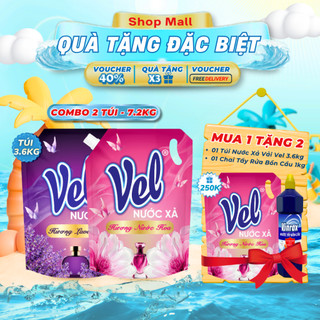 Combo 2 Túi Nước Xả Vải Vel 3.6Kg - Hương Nước Hoa Châu Âu - Làm Mềm Sợi Vải
