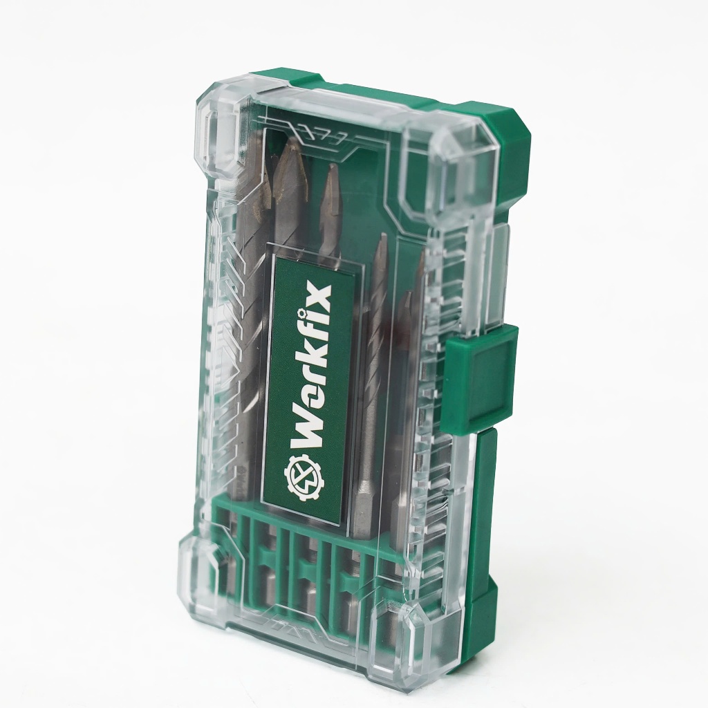 Bộ 10 phụ kiện WORKFIX WF-PK10M đa năng, 5 mũi khoan, 3 mũi vít, vít tôn và chuyển vít sang bulong