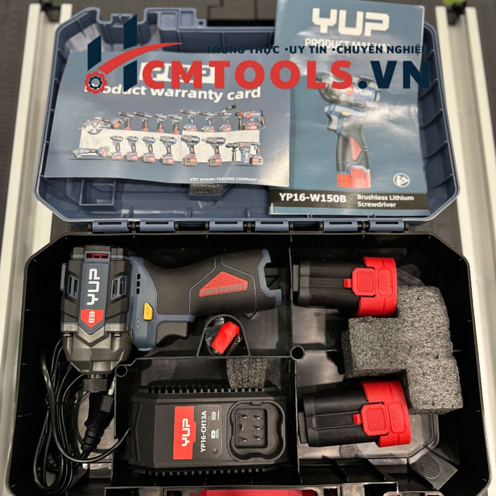Máy chuyên vít búa pin YUPAI YP16 W150B Lực siết 150Nm, 3 cấp chỉnh lực, máy chuyên bắt vít bắn tôn.