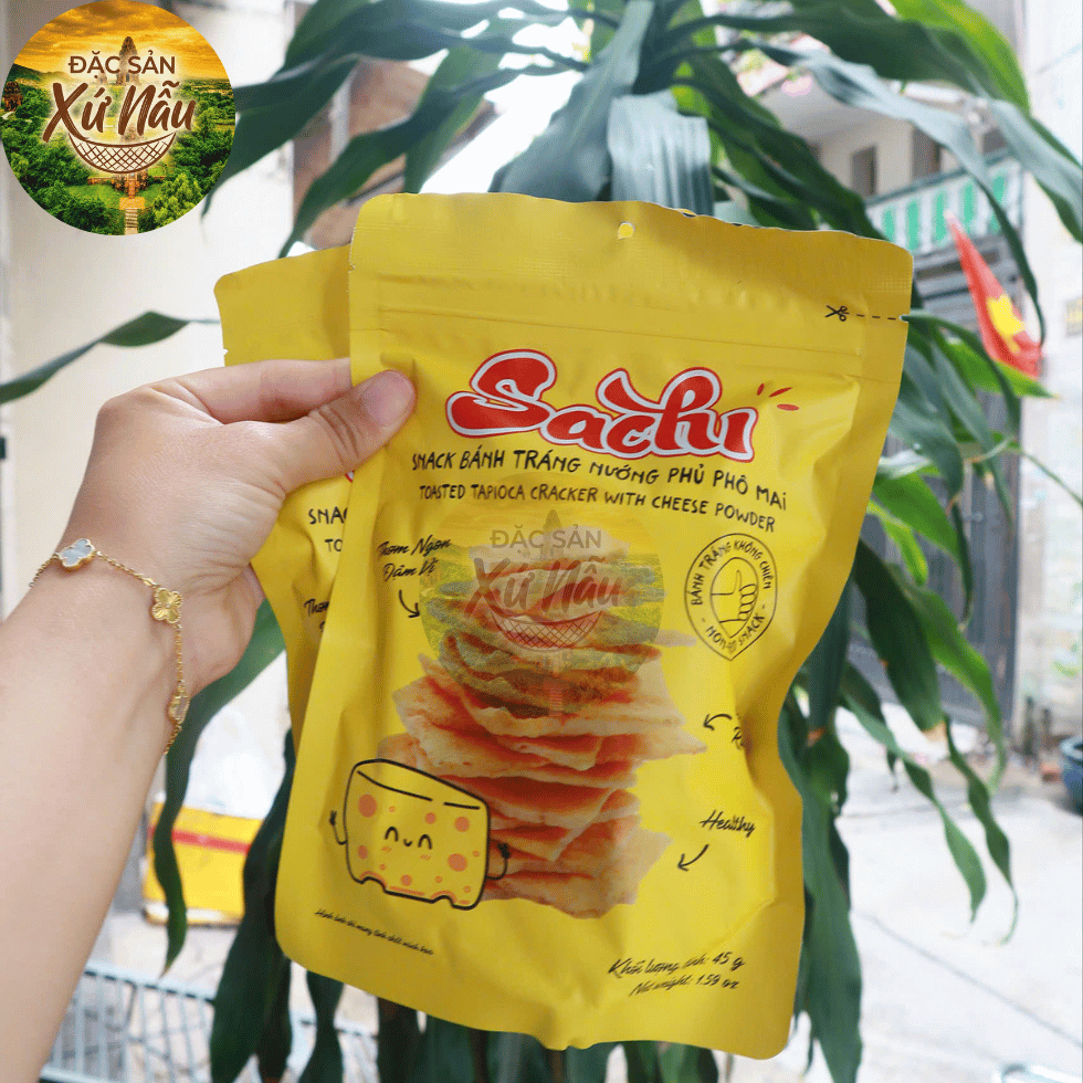 [GÓI LẺ 45G] Snack Bánh Tráng Nướng Giòn Sachi Phủ Vị Phô Mai Thơm Ngon Giòn Tan