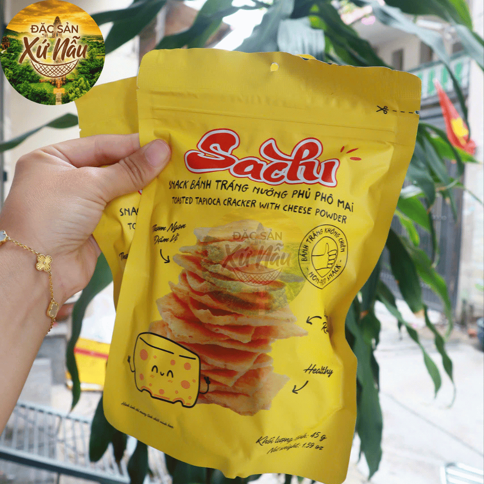[GÓI LẺ 45G] Snack Bánh Tráng Nướng Giòn Sachi Phủ Vị Phô Mai Thơm Ngon Giòn Tan