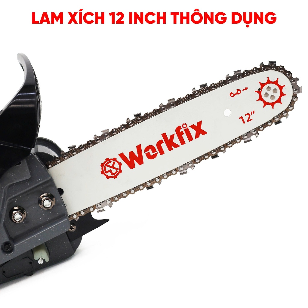 Máy cưa xăng WORKFIX WF-CX1202PRO, 900W, Lam xích dài 12icnh - Động cơ xăng 2 thì - Đông cơ lõi đồng