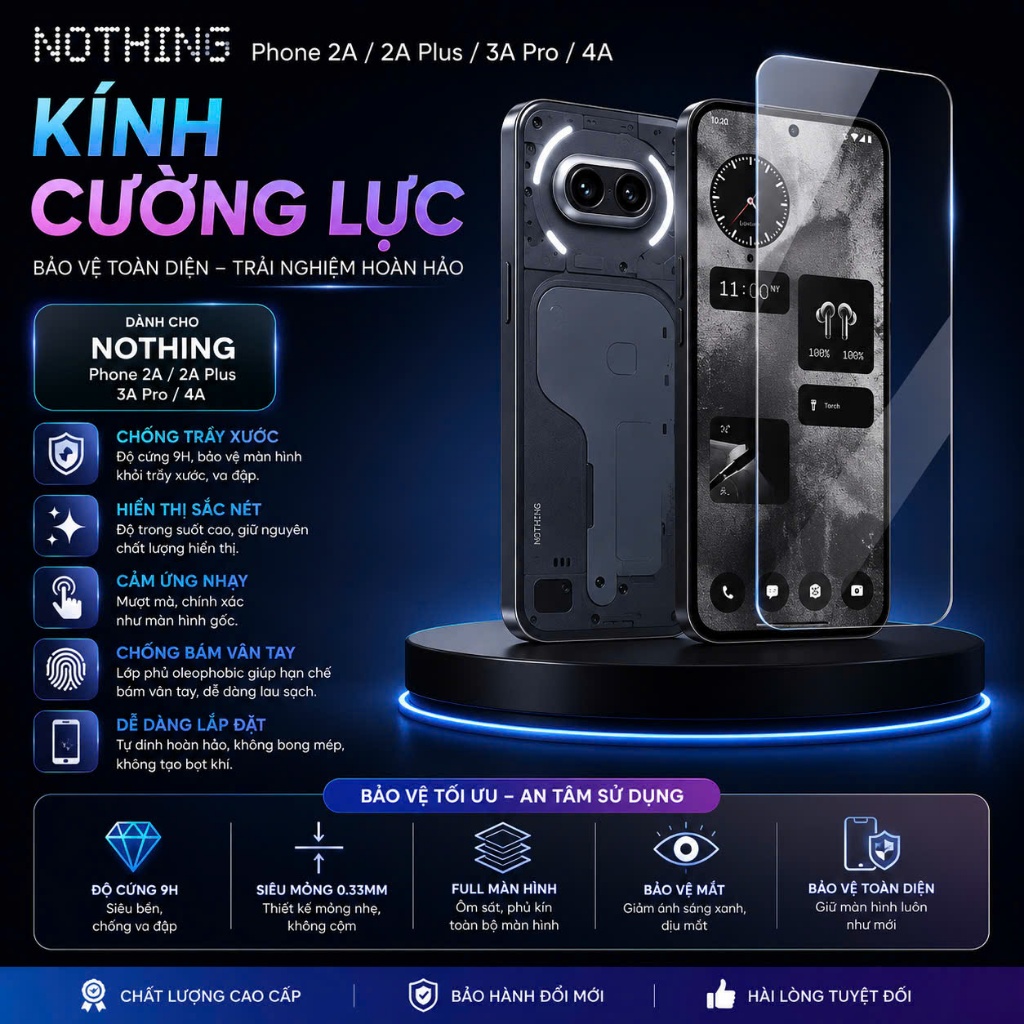 Kính Cường Lực Nothing Phone 3a/ 3a Pro/ Nothing Phone 4A/ 4A PRO Nothing Phone 2/ 2a/ 2a Plus Trong Suốt - ảnh 2