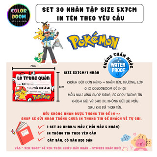 [ IN TÊN THEO YÊU CẦU] Nhãn Vở POKEMON In Theo Yêu Cầu - Chống thấm nước - ColorBoom