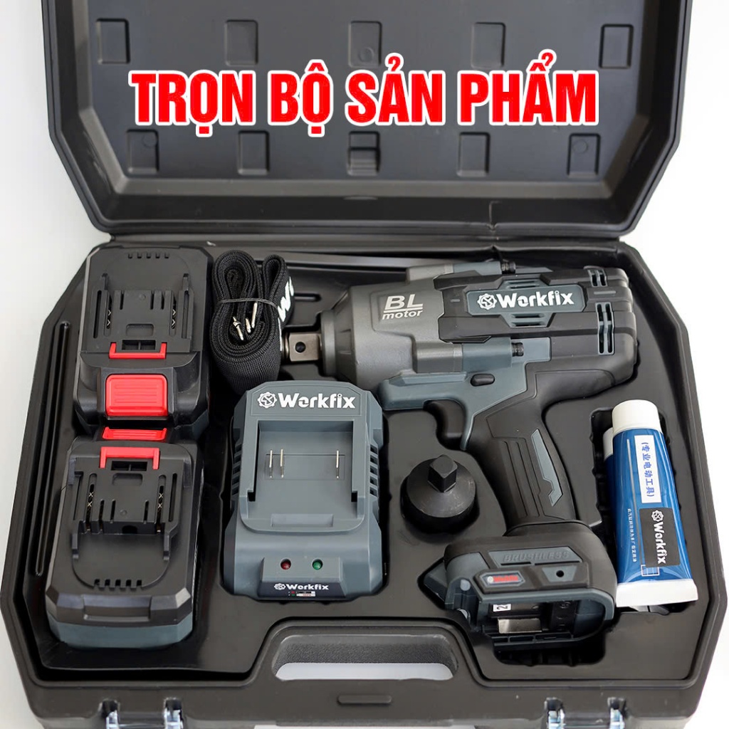 Máy Siết Bulong 2100N.m WORKFIX WF-IW2100PRO, Đầu 3/4 (Tặng đầu chuyển 1/2) - Mở Ốc Xe Tải