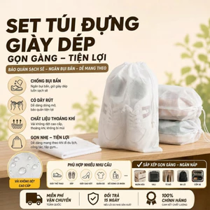 Combo 50 Túi Đựng Giày Dép Du Lịch Màu Trắng Có Dây Rút Tiện Lợi Chống Bụi Bẩn