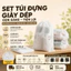 Combo 50 Túi Đựng Giày Dép Du Lịch Màu Trắng Có Dây Rút Tiện Lợi Chống Bụi Bẩn