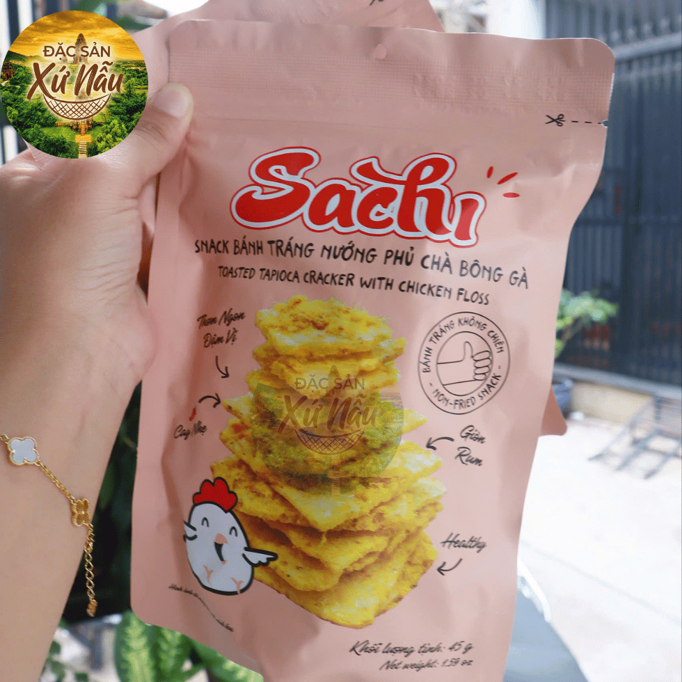 [GÓI LẺ 45G] Snack Bánh Tráng Nướng Giòn Sachi Phủ Vị Chà Bông Gà Thơm Ngon Giòn Tan