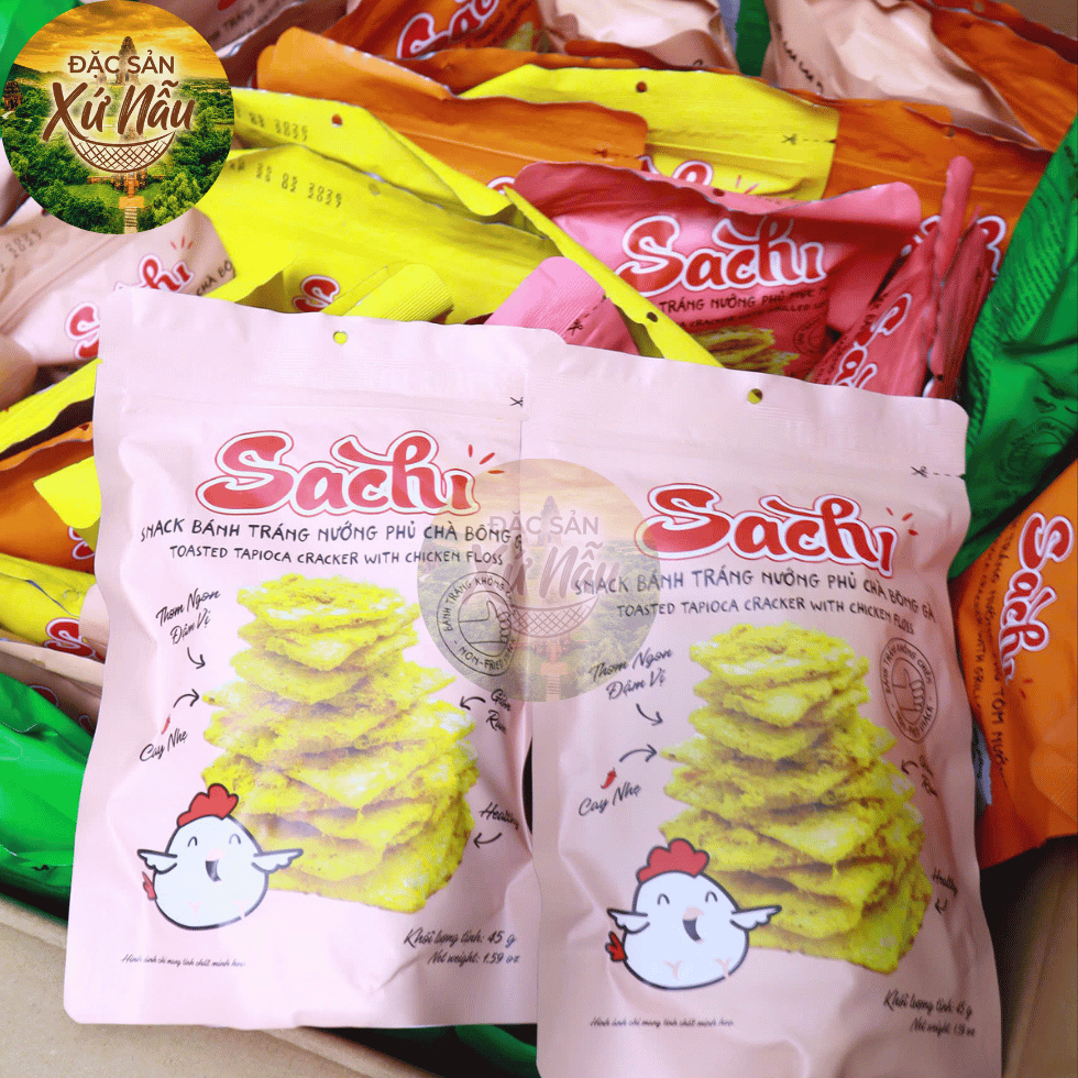 [GÓI LẺ 45G] Snack Bánh Tráng Nướng Giòn Sachi Phủ Vị Chà Bông Gà Thơm Ngon Giòn Tan