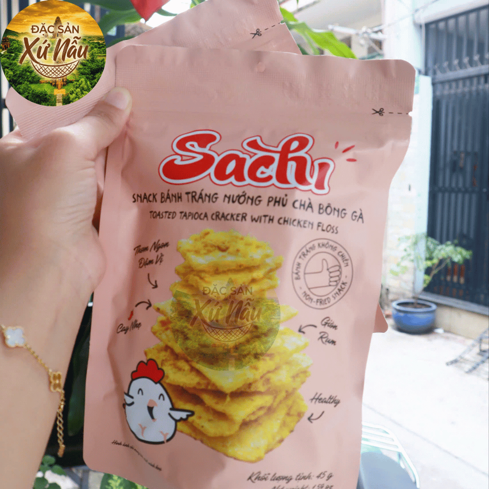[GÓI LẺ 45G] Snack Bánh Tráng Nướng Giòn Sachi Phủ Vị Chà Bông Gà Thơm Ngon Giòn Tan
