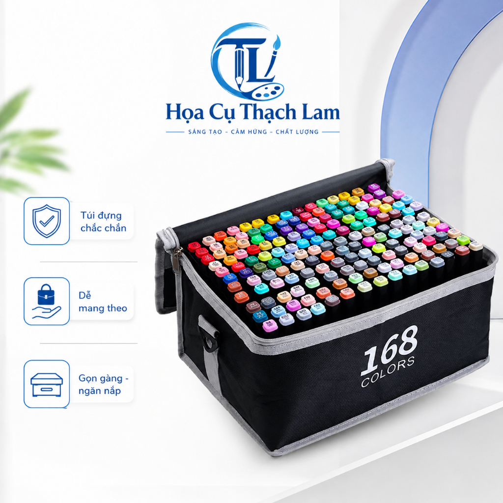 [Cào là có quà]Bút Marker Touch 48–168 Màu | 2 Đầu  Túi Vải Cao Cấp  Có Đế  | Bút Tô Màu Vẽ Anime