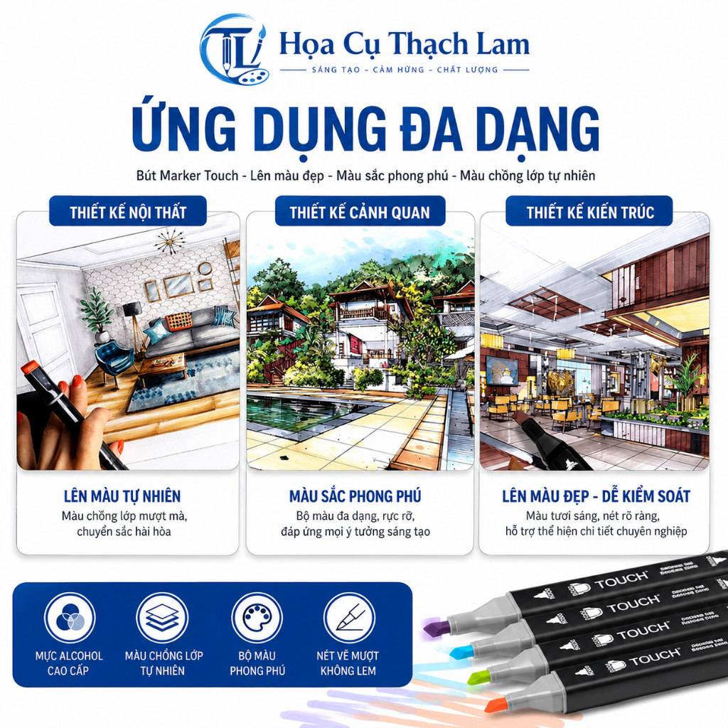 [Cào là có quà]Bút Marker Touch 48–168 Màu | 2 Đầu  Túi Vải Cao Cấp  Có Đế  | Bút Tô Màu Vẽ Anime