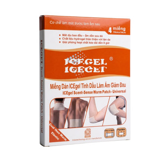 Miếng Dán ICEgel Tinh Dầu Làm Ấm Giảm Đau Đa Vùng Hộp 4 Miếng, Giảm Căng Cứng Cơ, Đau Khớp, Thư Giãn Tới 8h