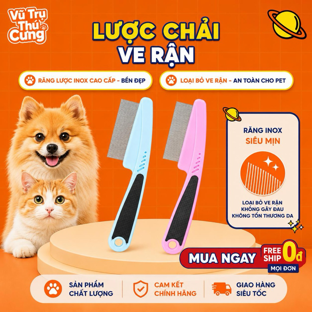 Lược chải ve rận Taotaopets size 18cm