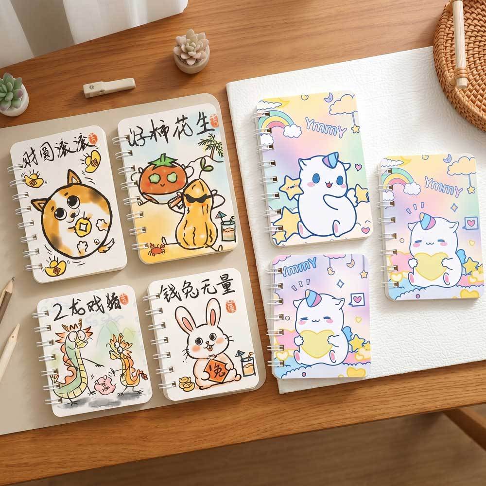 Sổ Tay Ghi Chép Mini Dễ Thương 80 Trang A7 Kích Thước Nhỏ Gọn Có Dòng Tiện Lợi, Sổ Tay Lò Xo Mini Bỏ Túi