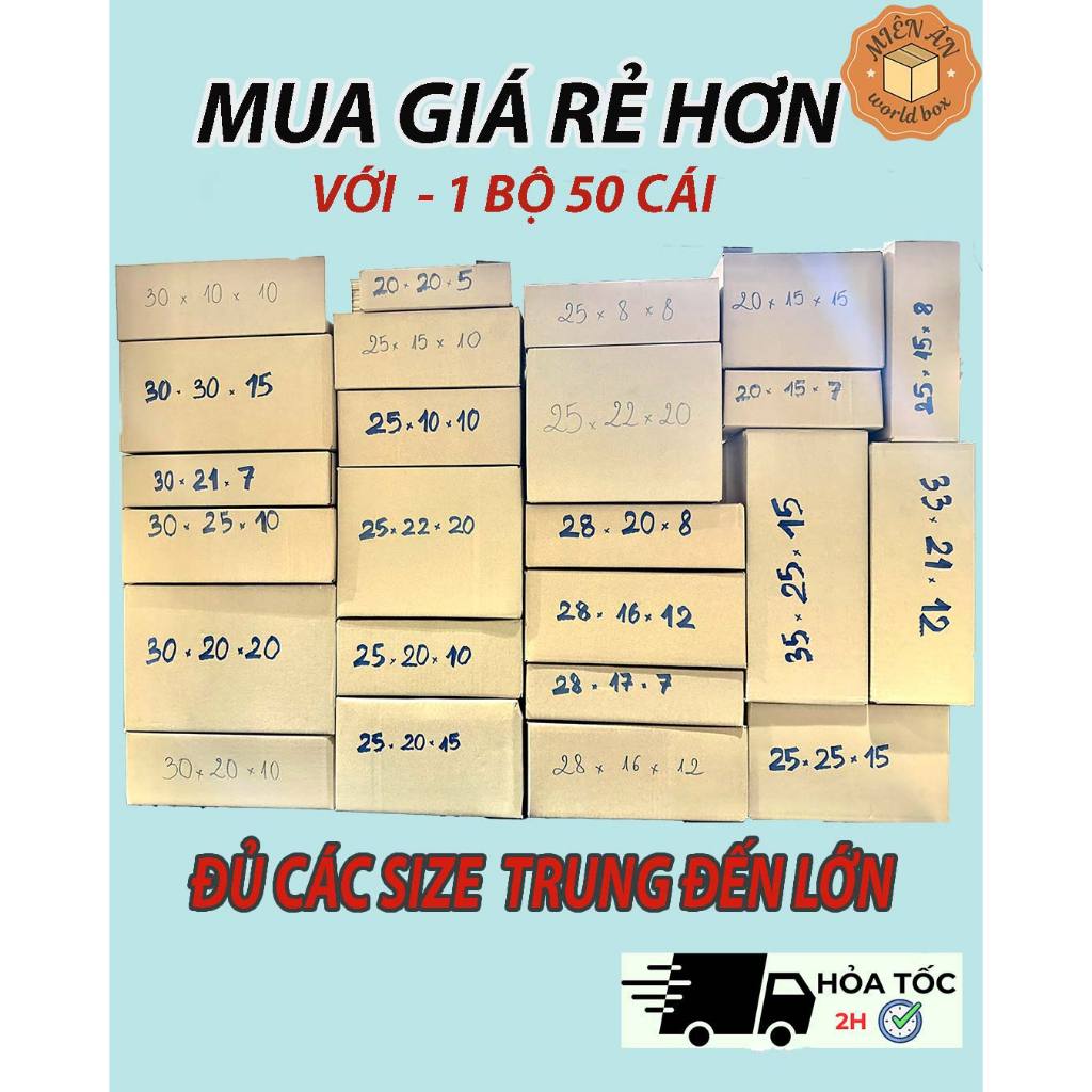 Thùng hộp carton size nhỏ, thùng giấy đóng hàng nhiều kích thước