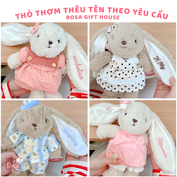 Gấu Bông Thỏ Có Mùi Thơm Thêu Tên Theo Yêu Cầu | Thỏ Bông Mềm Mịn Quà Tặng Cá Nhân Hóa