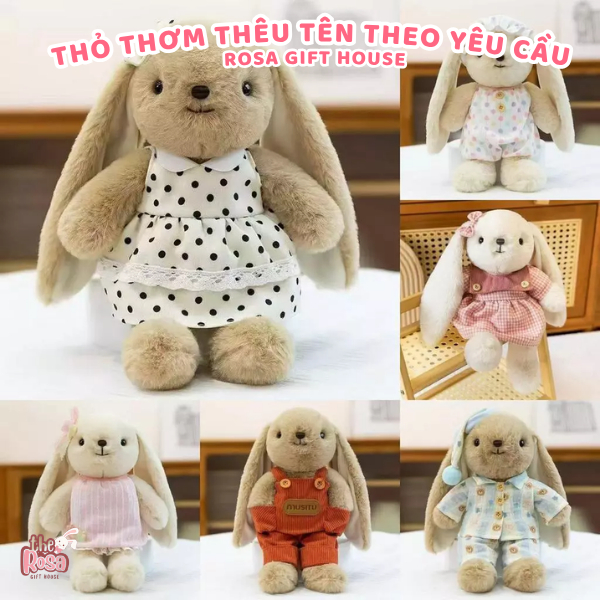 Gấu Bông Thỏ Có Mùi Thơm Thêu Tên Theo Yêu Cầu | Thỏ Bông Mềm Mịn Quà Tặng Cá Nhân Hóa