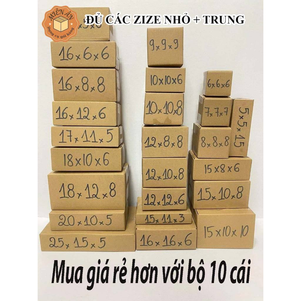 Thùng hộp carton size nhỏ, thùng giấy đóng hàng nhiều kích thước
