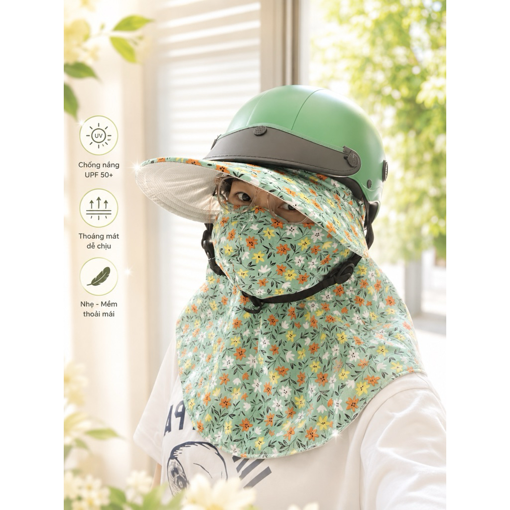 Nón Mũ Chống Nắng Vải Mát Cho Nữ, Thoáng Dễ Thở, Dây Kéo/Miếng Dán freesize