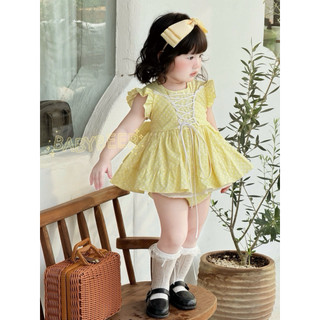 {CHÍNH PHẨM _ĐỘC QUYỀN} Váy Bi Vàng Pastel cho bé _THÔ COTTON MỸ_Ảnh Thật