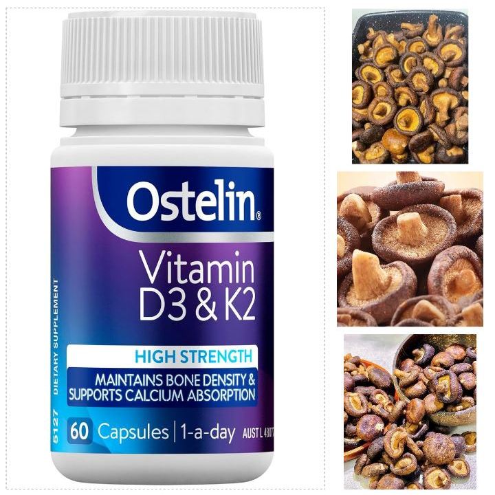 [AZ] Viên uống tăng cường sức khỏe xương Ostelin Vitamin D3 & K2, 60 viên. Nấm hương sấy; Cải bó xôi sấy. Giàu D3&K2 | BigBuy360 - bigbuy360.vn